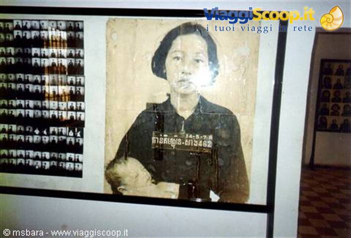 Framed prisoner photographs at Tuol Sleng museum, Phnom Penh