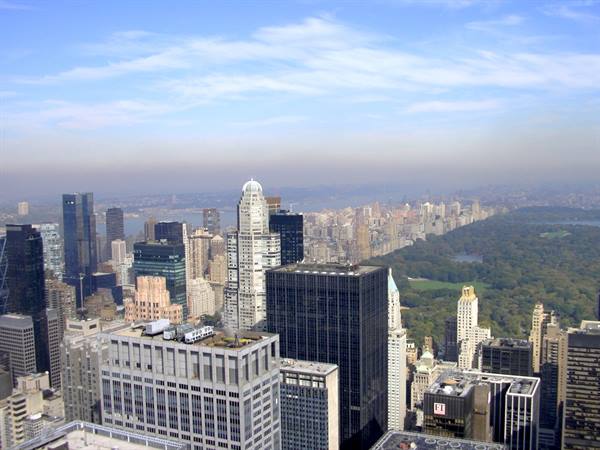 view of Central Park from the Top of the Rock