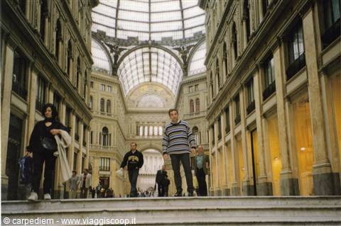 Visitors walk through Galleria Umberto I in Naples, under the glass dome