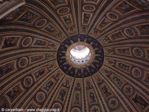 St. Peter's dome: golden radiating mosaics around the glowing lantern