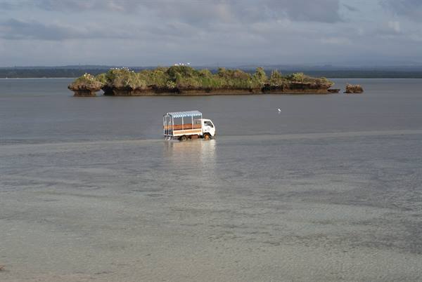 a peculiar way of getting to the island at low tide