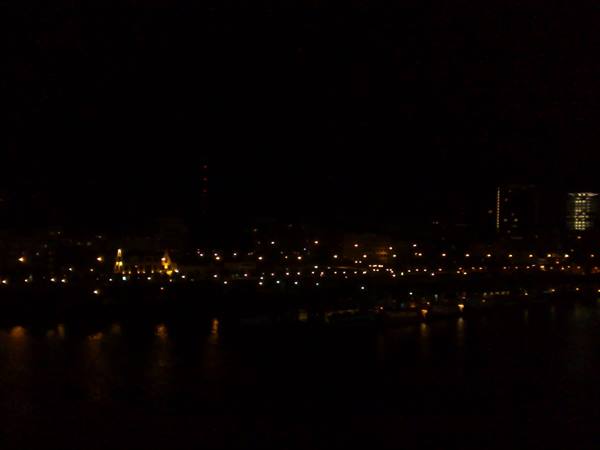 City lights at night reflected on the river