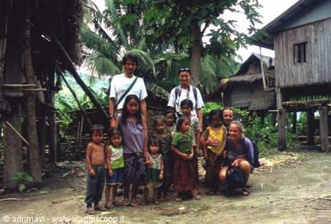 children of a village on the banks of the Mekong