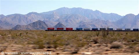 The freight train running through the Nevada desert