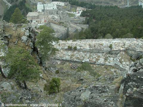 Fenestrelle Fort, stone walls among rocks and pines