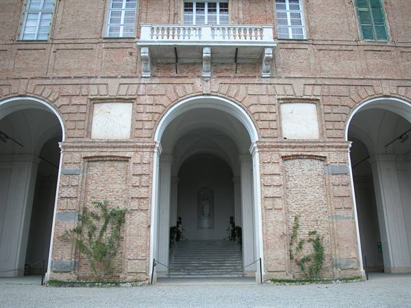 Brick facade with arches and staircase, Palazzo Ducale in Parma
