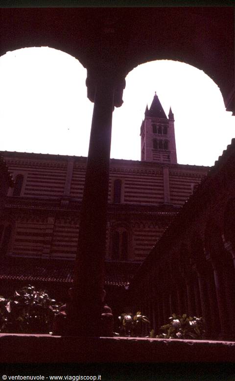 Romanesque bell tower of San Zeno seen from Verona's cloister
