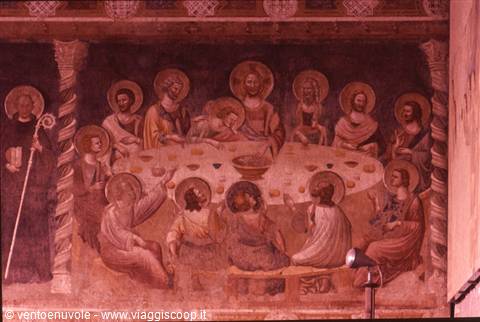 Fresco of the Last Supper with Christ and the apostles around the table