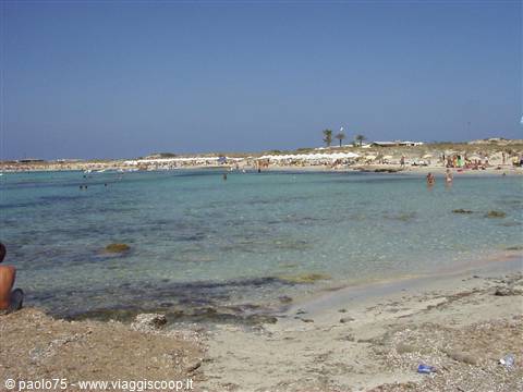 Swimmers in turquoise water at the sandy beach, umbrellas under the sun