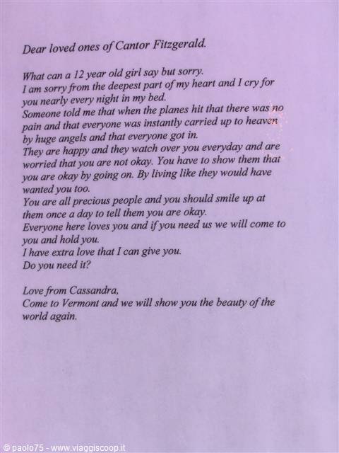 Handwritten letter from a young girl to Cantor Fitzgerald