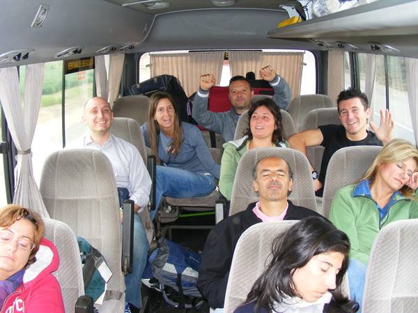 The group on the minibus