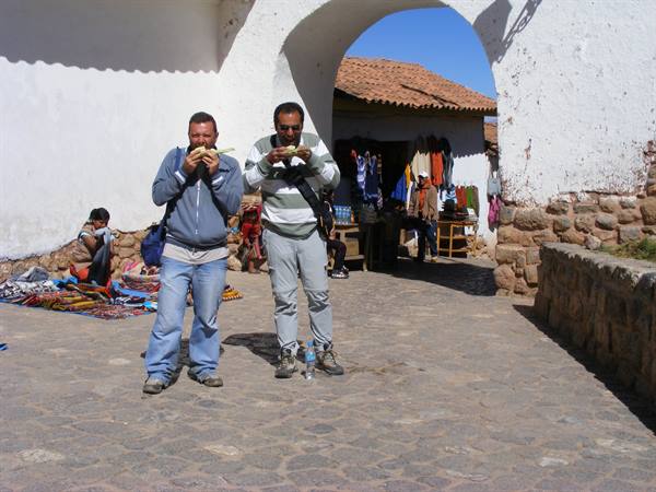 Me and Francesco in Chinchero...eating corn and cheese