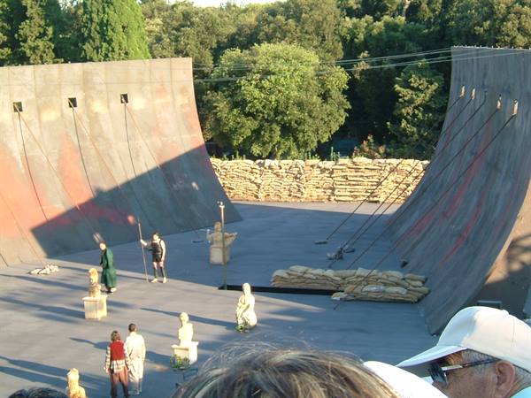 Performance of the tragedy 'Seven against Thebes' in the Greek theatre