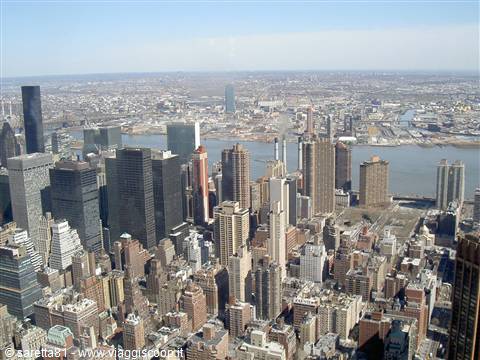 Manhattan skyscrapers and East River seen from the Empire State Building, New York