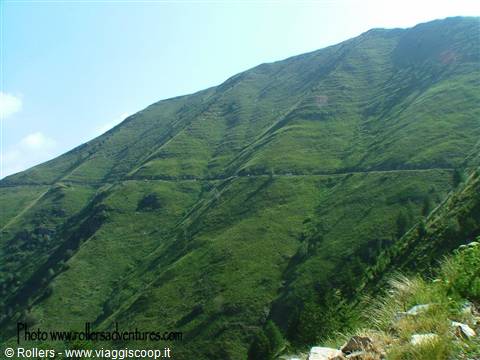 Tracks cut into the mountains