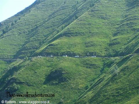 Tracks cut into the mountains