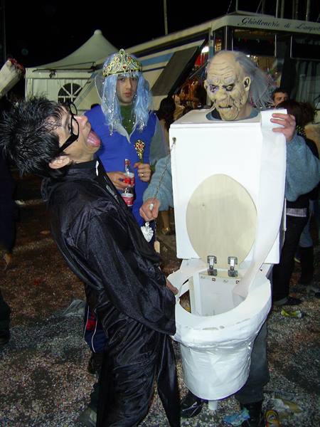 the priest couldn't hold it anymore...luckily there was the portable toilet