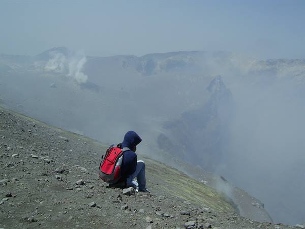 in front of the central crater