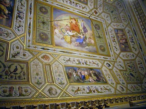 Gilded frescoed ceiling with mythological scenes, Vatican Museums