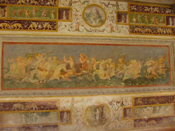 Roman fresco with mythological sea figures, likely Pompeii