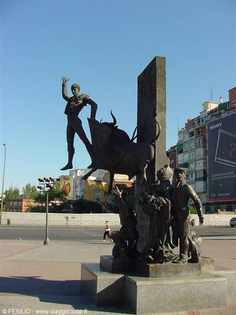 Bronze statue of bullfighter Manolete outside Las Ventas bullring, Madrid