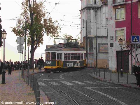 Tram 28 in the alleys of Lisbon (Praca do Sol)