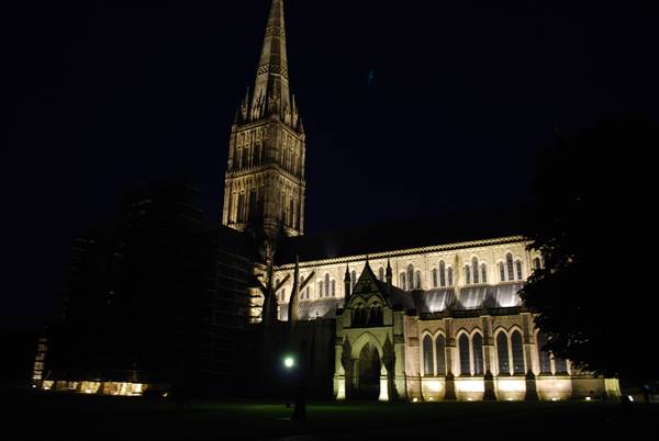 Salisbury Cathedral by night