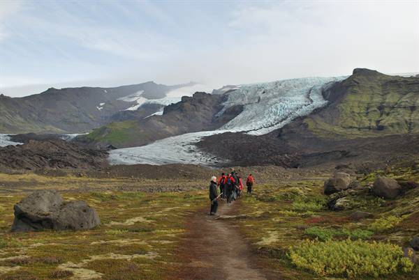 The climb to the Skaftafellsjokull glacier begins 