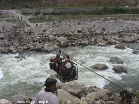 Trek in the amazon jungle - Crossing of the Urubamba river in the second stage