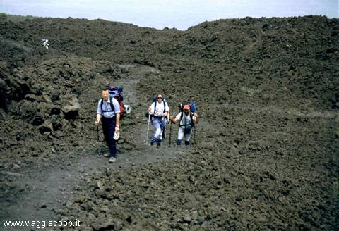 Crossing lava flows