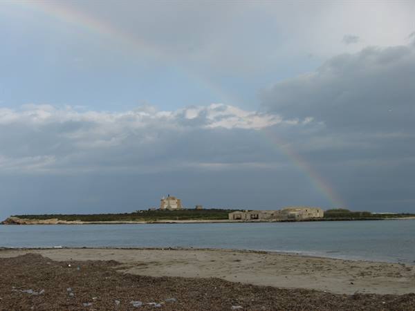 The rainbow over the island of Capo Passero