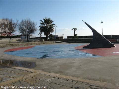 Sail-shaped gnomon of the sundial on Pescara seafront promenade