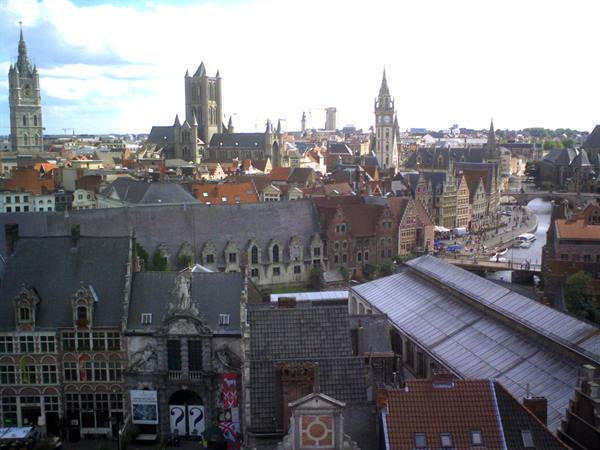 Above the rooftops of the city
