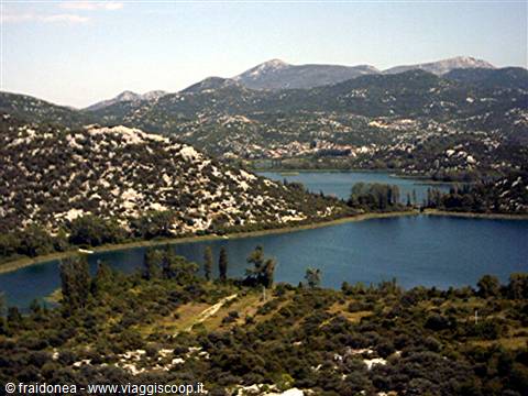 Turquoise lakes among rocky hills and Mediterranean shrubs, Baćina