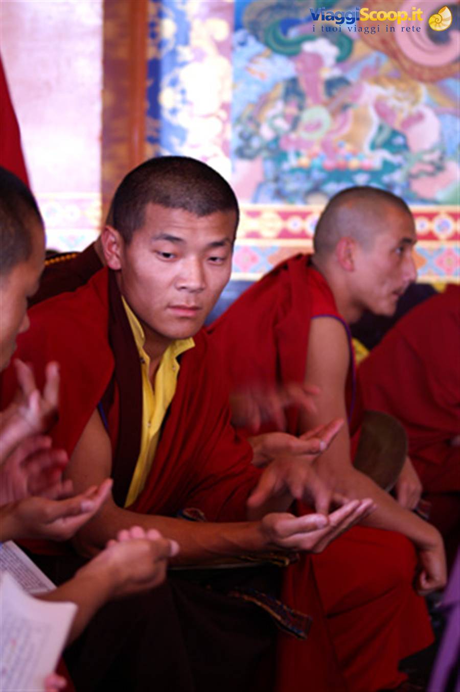 McLeod Ganj - Monks in prayer