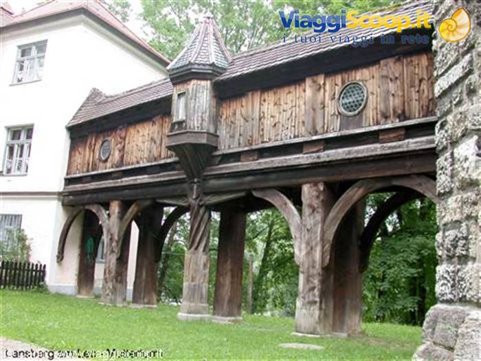 Covered wooden walkway on arches at Lenzburg Castle