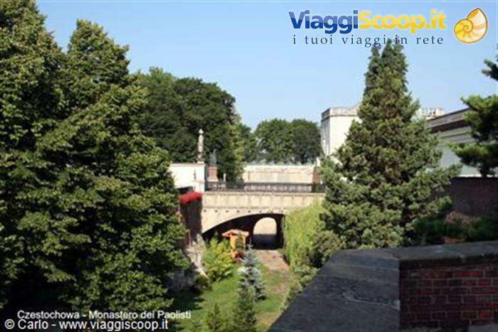 Brick bridge among trees at Jasna Góra monastery, Częstochowa