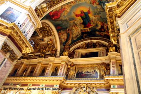 Christ fresco under the dome of St Isaac's Cathedral, gilded decorations