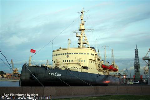 The Krasin icebreaker ship moored as a museum in Saint Petersburg