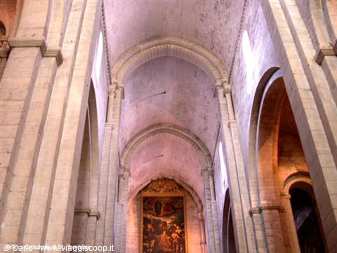 Romanesque stone interior of the Saint-Trophime church in Arles
