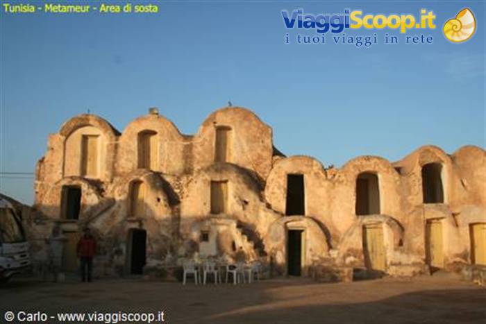 Metameur: old ksar with arched mud-brick granary cells, empty doors in morning light