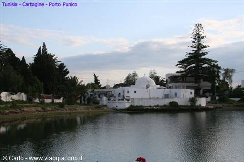 White domed villa on the shores of Carthage lake