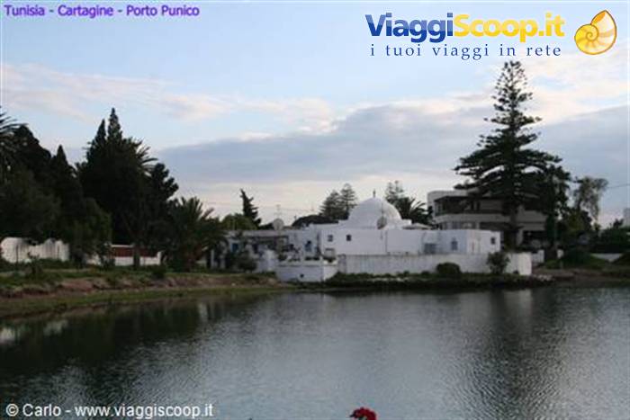 White domed villa on the shores of Carthage lake