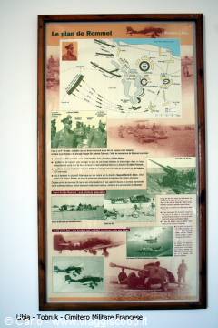 Museum display panel with maps and historical photos about Rommel