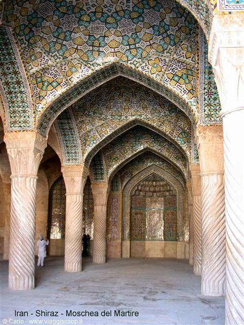 Prayer hall of Vakil Mosque in Shiraz, twisted columns and tiled vaults