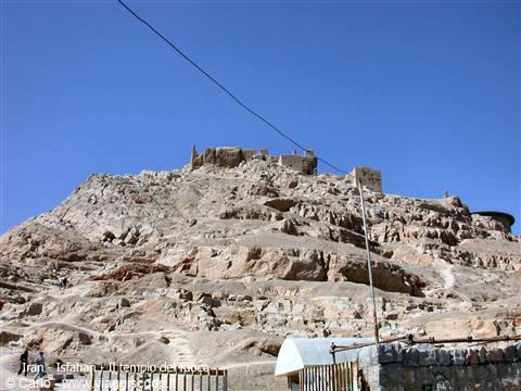 Fire temple in Yazd, ancient stone ruins on the arid hill