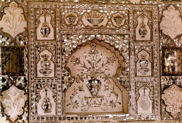 Mirror inlay panel inside the Sheesh Mahal, Amber Fort, Jaipur