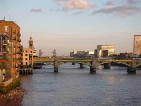 The Thames with Southwark Bridge and Tower Bridge in the background