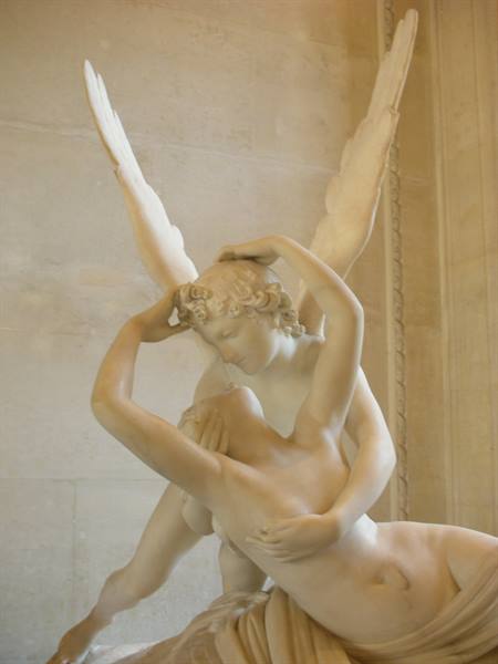 Marble sculpture by Canova: Cupid and Psyche, Louvre museum
