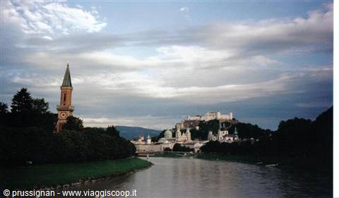Salzburg-the Salzach river and the fortress